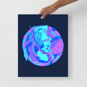 Blue Sagittarius Art “Sagittarius Beauty” Sagittarius Drawing