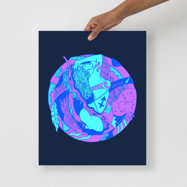 Blue Sagittarius Art “Sagittarius Beauty” Sagittarius Drawing