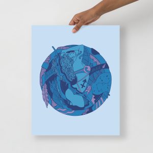 Mountain Blue Sagittarius Art “Sagittarius Beauty” Sagittarius Drawing