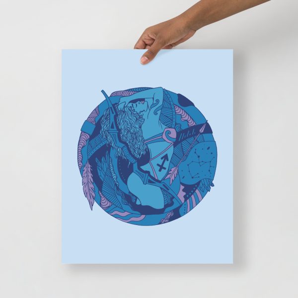 Mountain Blue Sagittarius Art “Sagittarius Beauty” Sagittarius Drawing