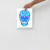 Blue Day of the Dead Skull Artwork "Los Muertos" Skull Drawing - Image 3