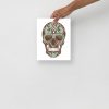 Sage Green Day of the Dead Skull Artwork "Los Muertos" Skull Drawing - Image 3