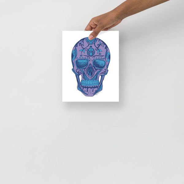 Mountain Blue Day of the Dead Skull Artwork "Los Muertos" Skull Drawing - Image 3