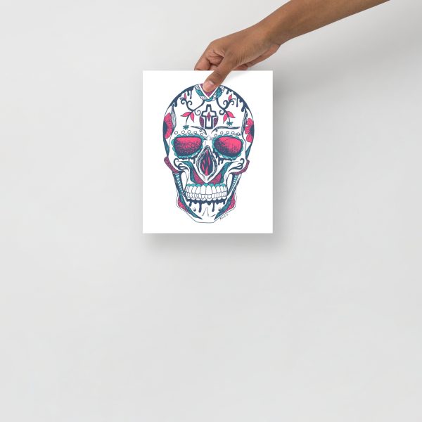 White Rose Day of the Dead Skull Artwork "Los Muertos" Skull Drawing - Image 3