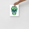 Green Day of the Dead Skull Artwork "Los Muertos" Skull Drawing - Image 3