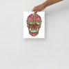 Pink and Green Day of the Dead Skull Artwork "Los Muertos" Skull Drawing - Image 3