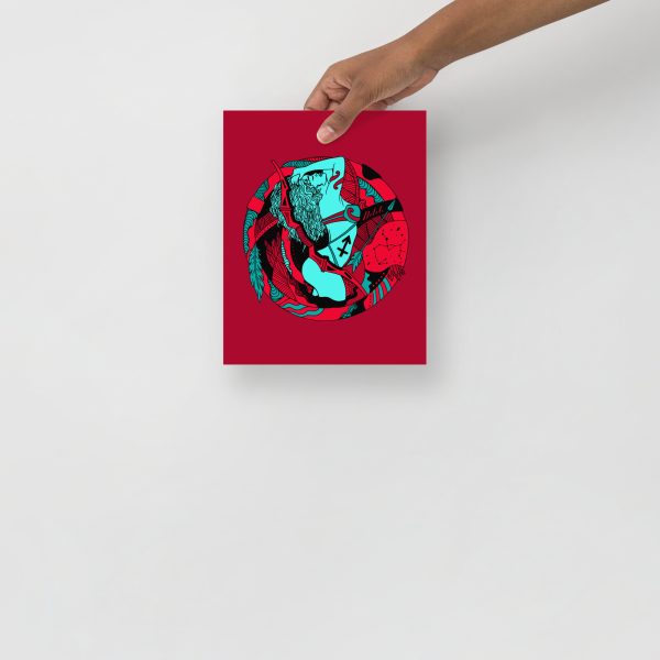 Turquoise Red Sagittarius Art “Sagittarius Beauty” Sagittarius Drawing - Image 3