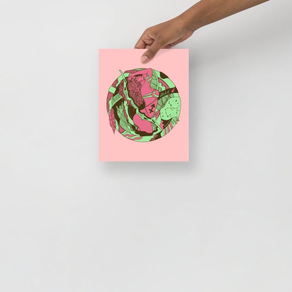 Pink and Green Sagittarius Art “Sagittarius Beauty” Sagittarius Drawing - Image 3