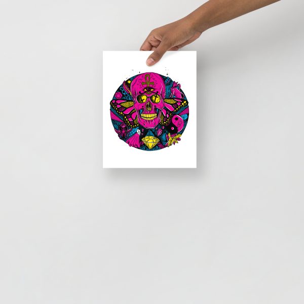 CMYK Pink Skull Artwork "Circle of Humanity" Skull Drawing - Image 3