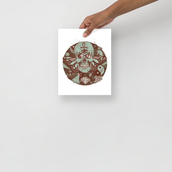 Sage Green Skull Artwork "Circle of Humanity" Skull Drawing - Image 3
