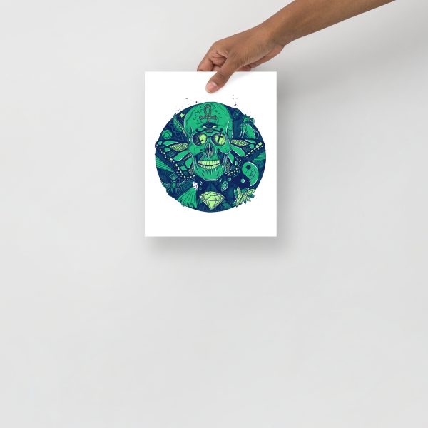 Green Skull Artwork "Circle of Humanity" Skull Drawing - Image 3