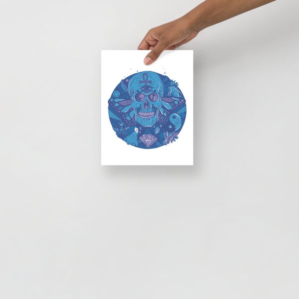 Mountain Blue Skull Artwork "Circle of Humanity" Skull Drawing - Image 3