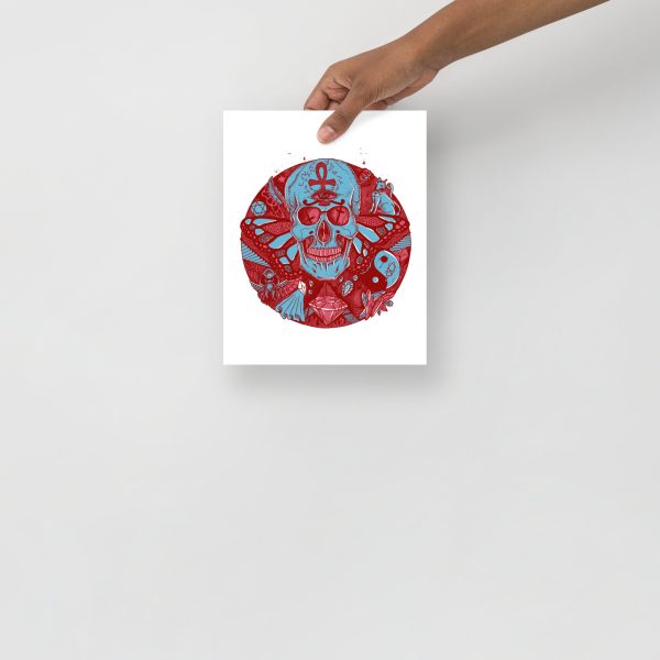 Pastel Blue Skull Artwork "Circle of Humanity" Skull Drawing - Image 3