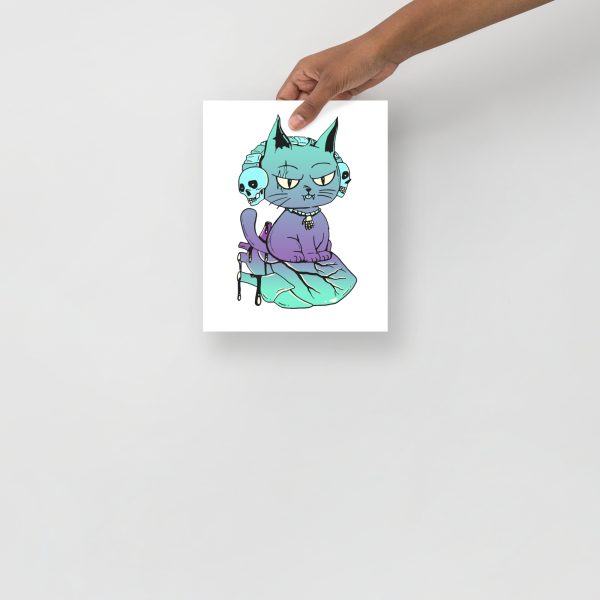 Purple Cat Drawing “Wicked Cat on a Heart” Cat Art Print - Image 3