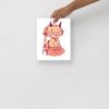 Peach cat art print featuring a wicked cat on a heart on matte museum-quality paper