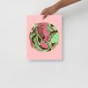 Pink and green Sagittarius art print on matte museum-quality paper for wall decor