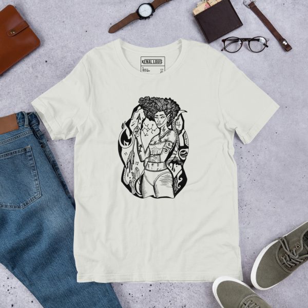 Sagittarius goddess graphic t-shirt in soft cotton with flattering fit for zodiac fashion lovers