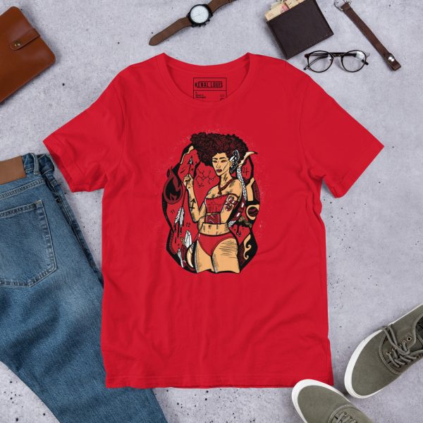 Royal red Sagittarius Goddess No 1 t-shirt in soft ring-spun cotton