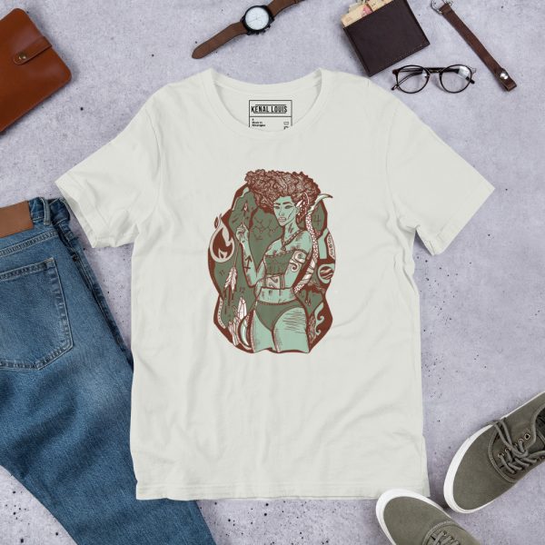 Sage green Sagittarius goddess t-shirt in soft lightweight cotton with stretch fit
