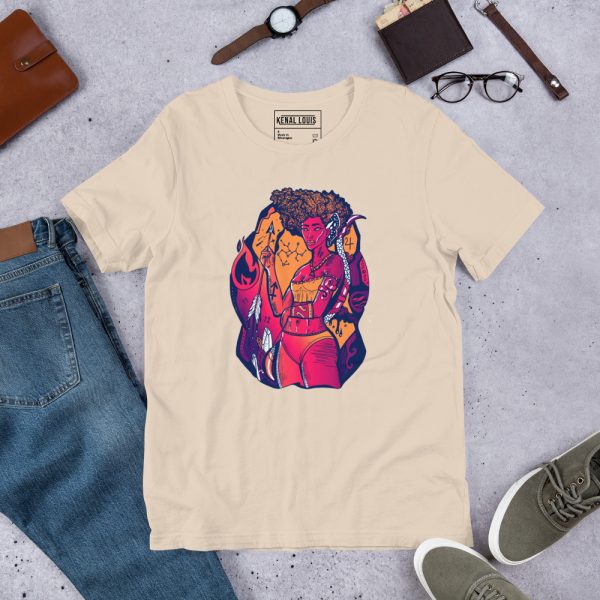 Sagittarius shirt with sunset goddess design in soft ring-spun cotton, flattering fit