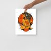 Black and orange Scorpio Goddess art print on matte museum-quality paper for chic wall decor