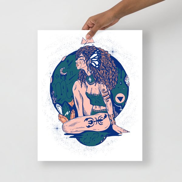 Pink Scorpio goddess art print on matte museum-quality paper for chic wall decor