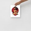 Hand-drawn Scorpio woman art print in red, cream, and black with mystical spiritual symbolism