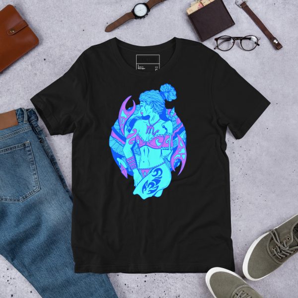 Blue Scorpio shirt for women featuring a Scorpio Beauty design in soft cotton fabric