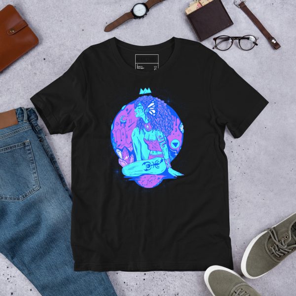 Blue Scorpio shirt for women featuring Scorpio Goddess No. 1 design in soft cotton