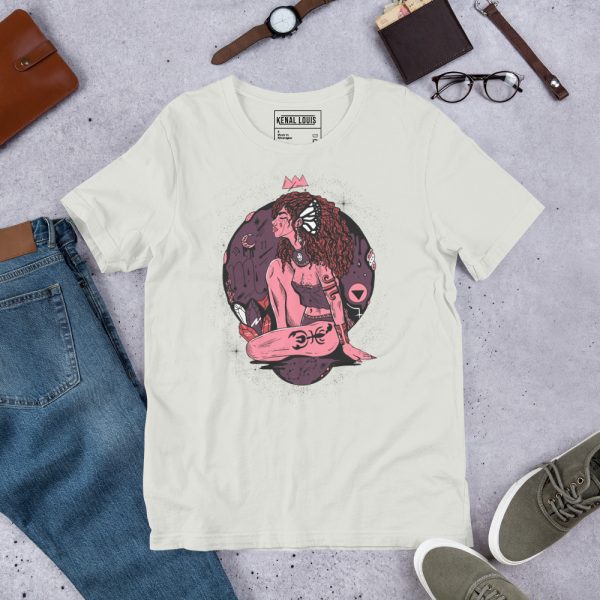 Mauve rose Scorpio shirt for women featuring Scorpio Goddess No. 1 design in soft cotton