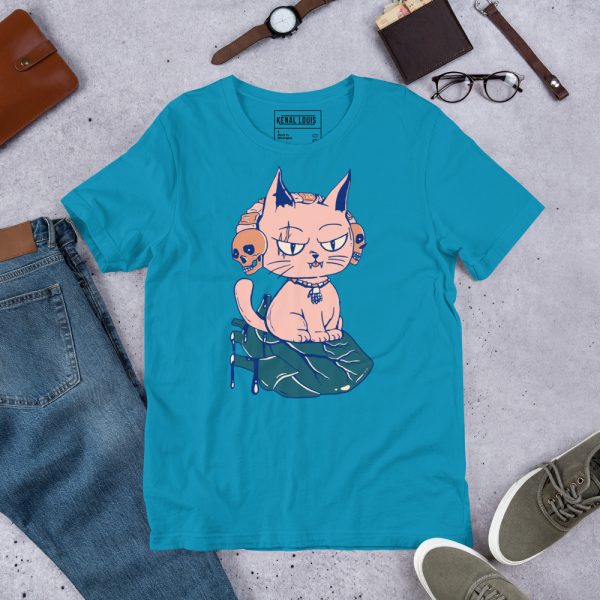 Pink Cat Shirt “Wicked Cat on a Heart” Cat T-Shirt Design - Image 2