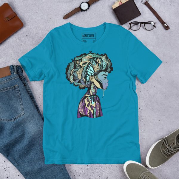 Purple Afrocentric Fashion Tees "Beautiful Mind" Afrocentric Art - Image 3