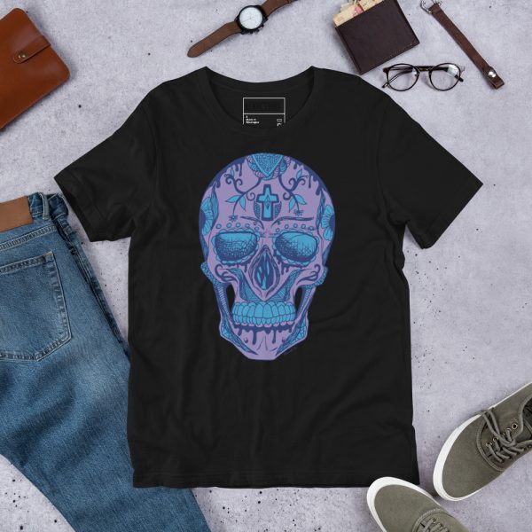 Mountain Blue Skull Shirt Day of the Dead Skull T-shirt - Image 2
