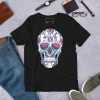White Rose Skull Shirt Day of the Dead Skull T-shirt - Image 2