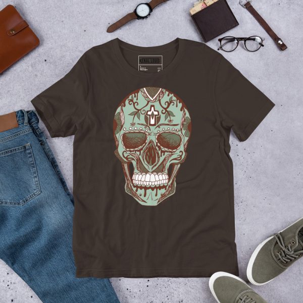 Sage Green Skull Shirt Day of the Dead Skull T-shirt - Image 3