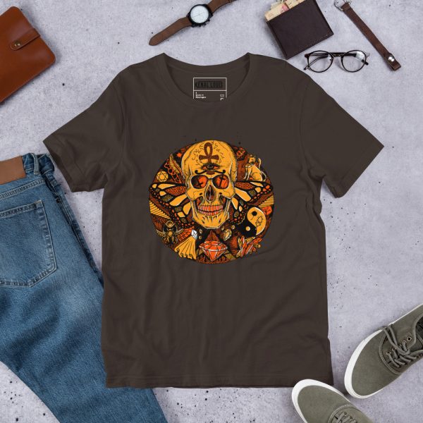 Black and Orange Skull Shirt "Circle of Humanity" Skull T-shirt - Image 2