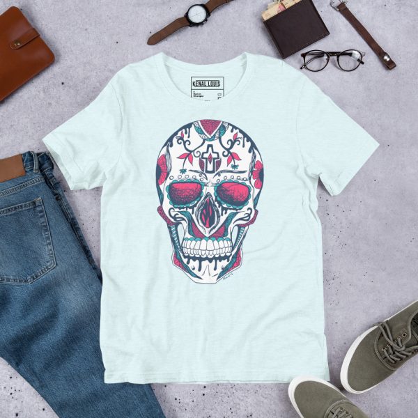 White Rose Skull Shirt Day of the Dead Skull T-shirt - Image 5