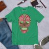 Pink and Green Skull Shirt Day of the Dead Skull T-shirt - Image 3