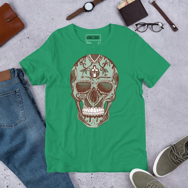 Sage Green Skull Shirt Day of the Dead Skull T-shirt - Image 4