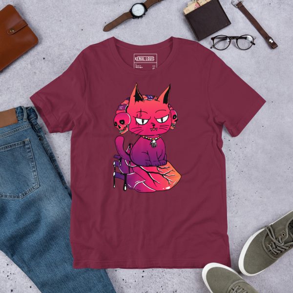 Sunset Cat Shirt “Wicked Cat on a Heart” Cat T-Shirt Design - Image 3
