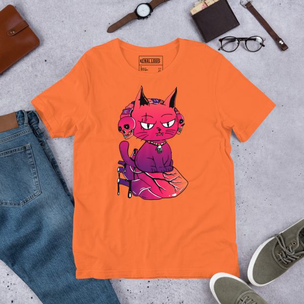 Sunset Cat Shirt “Wicked Cat on a Heart” Cat T-Shirt Design - Image 5