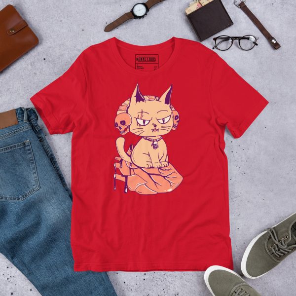 Peach Cat Shirt “Wicked Cat on a Heart” Cat T-Shirt Design - Image 3