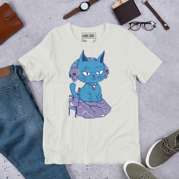 Mountain Blue Cat Shirt “Wicked Cat on a Heart” Cat T-Shirt Design - Image 4