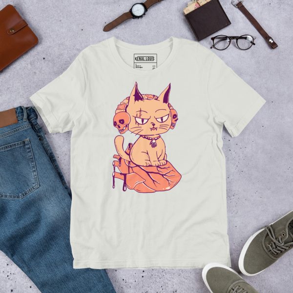 Peach Cat Shirt “Wicked Cat on a Heart” Cat T-Shirt Design - Image 6