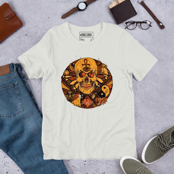 Black and Orange Skull Shirt "Circle of Humanity" Skull T-shirt - Image 5