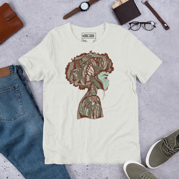 Sage Green Afrocentric Fashion Tees "Beautiful Mind" Afrocentric Art - Image 5