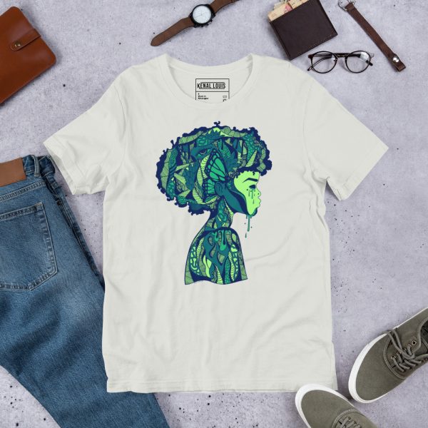 Green Afrocentric Fashion Tees "Beautiful Mind" Afrocentric Art - Image 5