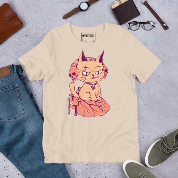 Peach Cat Shirt “Wicked Cat on a Heart” Cat T-Shirt Design - Image 5