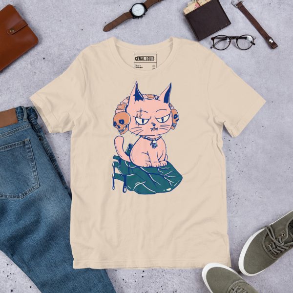 Pink Cat Shirt “Wicked Cat on a Heart” Cat T-Shirt Design - Image 3