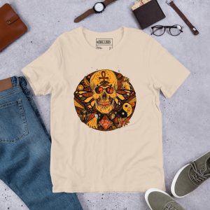 Black and Orange Skull Shirt "Circle of Humanity" Skull T-shirt